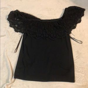 Off the shoulder black shirt
